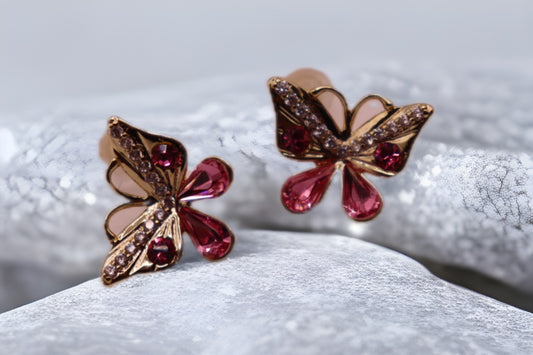 Aretes mariposa rosa
